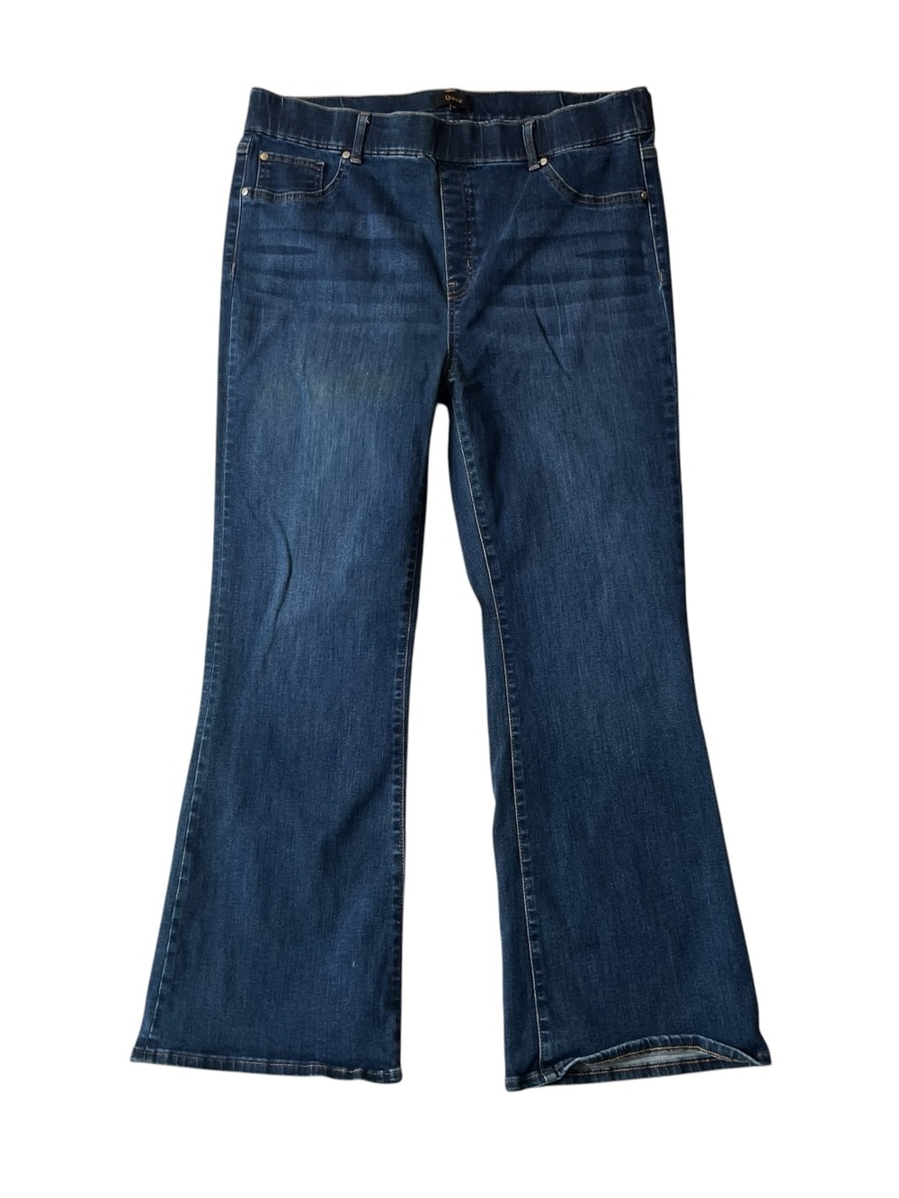 Quince Nina pull on kick flare XL jeans Nocturne Blue High rise waist 36 x 29